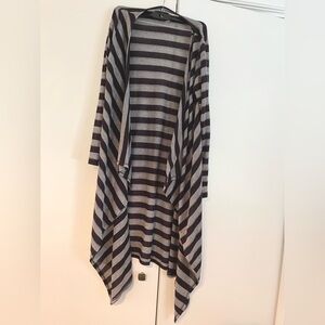 SWAK Black and Gray Striped Kimono Cardigan
